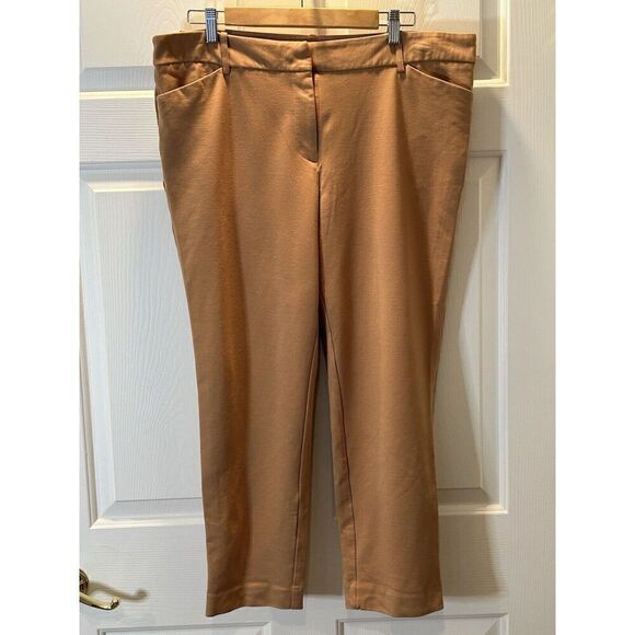 Liz Claiborne Ankle Length Tan Stretch Straight Career Slacks Pants 16 - Picture 1 of 4